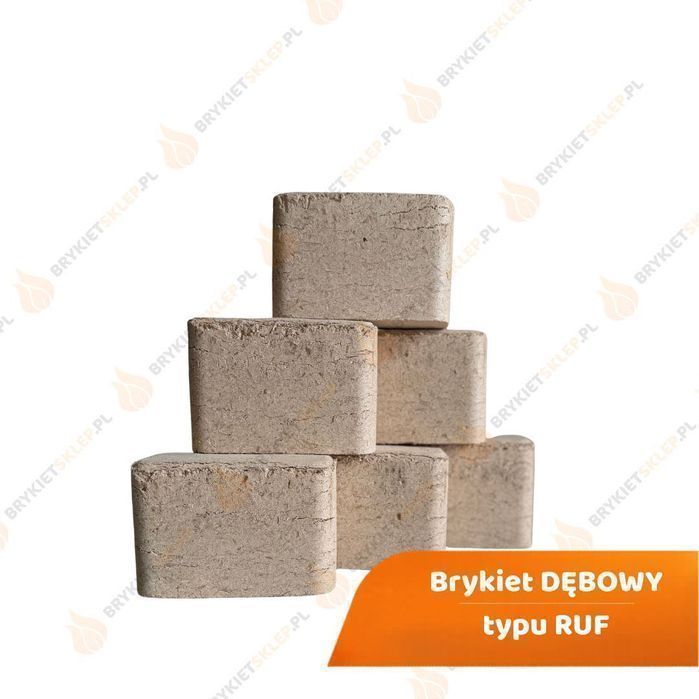 Brykiety drzewne - dębowy DREWNOLAND PREMIUM RUF - Brykiet Bukowy RUF - Brykiety liściaste -  DOSTAWA GRATIS