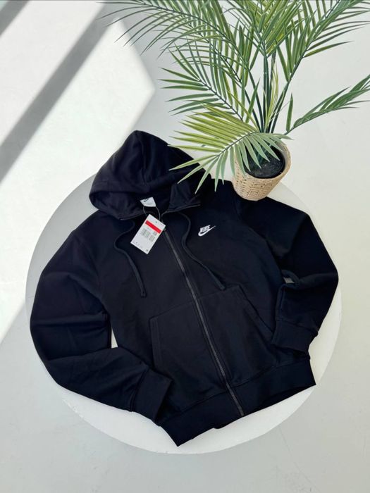 Зіпка Nike Club / кофта на замку найк чорна/ худі nike на замку
