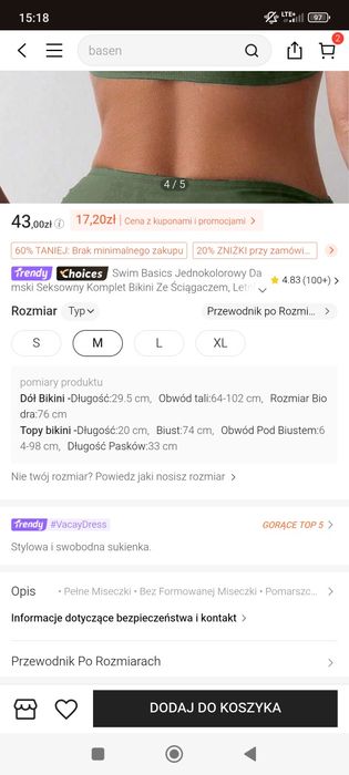 Damski strój kąpielowy, bikini, M