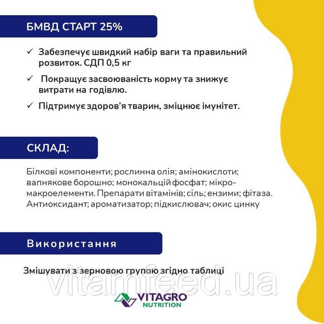 БМВД 25% Старт для свиней, 25 кг, VitamFeed