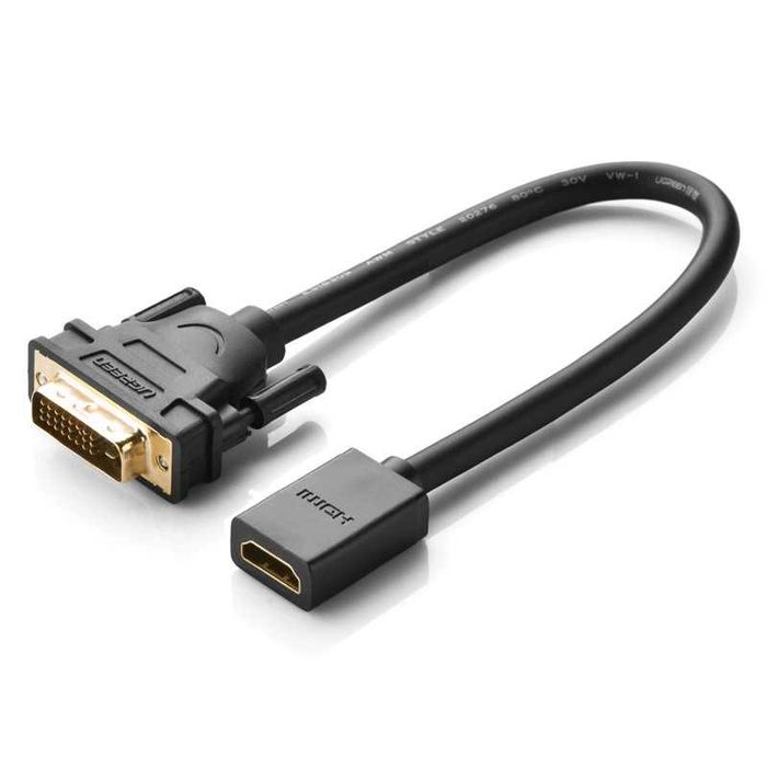 Kabel przewód adapter DVI (męski) - HDMI (żeński) 0.15m czarny Ugreen
