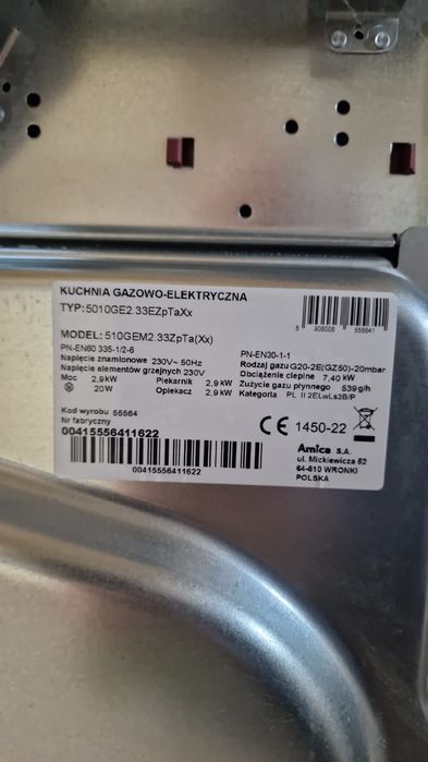 Kuchnia gazowo-elektryczna Amica 510GEM2.33ZpTa(Xx) Termoobieg