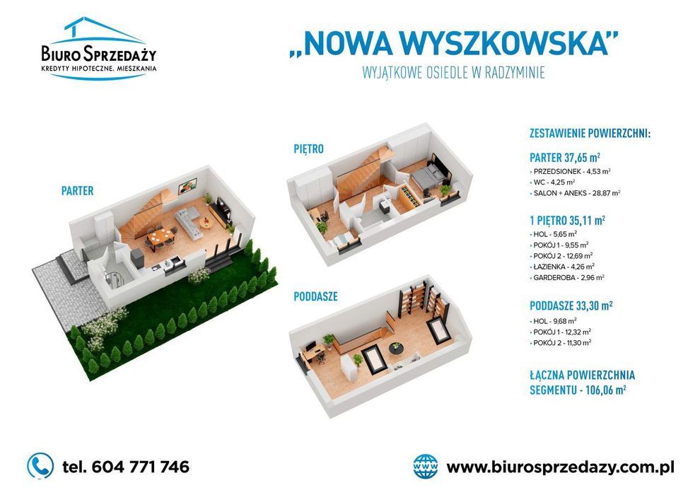 Skrajny Segment+2Mp+Ogródek 83M2-Centrum Radzymina