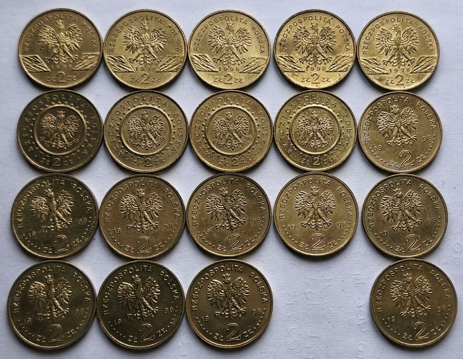 Monety okolicznościowe 2 złote 1998 rok 19 sztuk