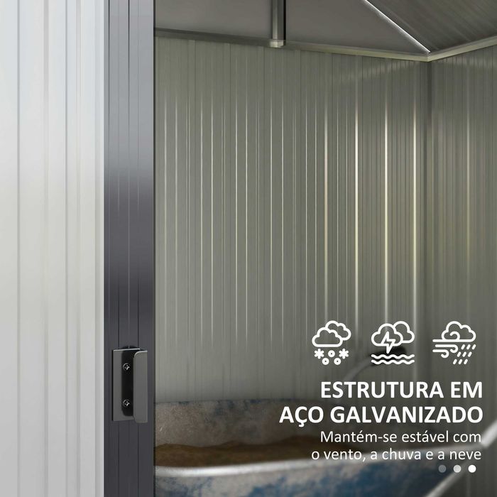 Abrigo de Jardim em Aço 238x132x198,5 cm – com Prateleiras Reguláveis