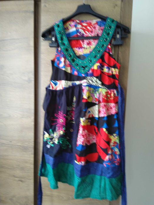 Kolorowa tunika na lato, rozmiar 34