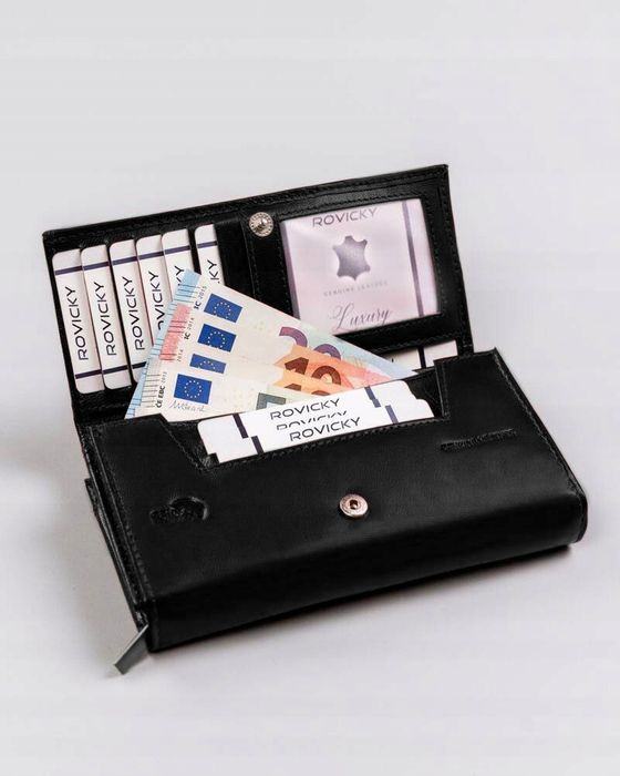 duży, skórzany portfel damski na zatrzask - 4u cavaldi