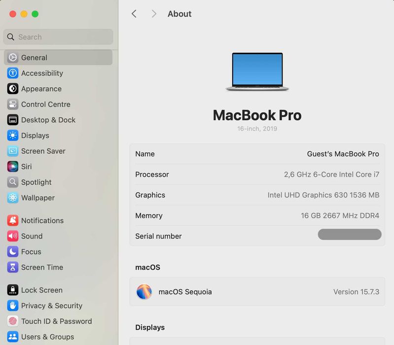 MacBook Pro 16'' 2019