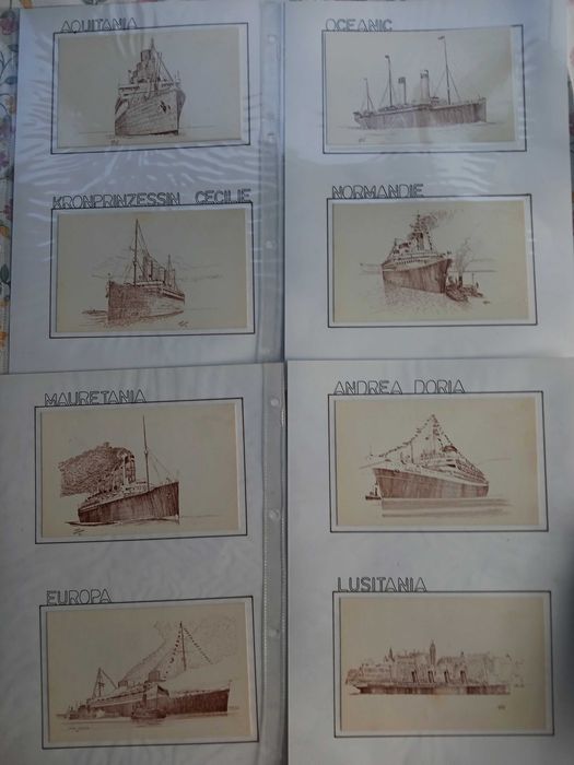 Postais de navios desenhados - lote de 20