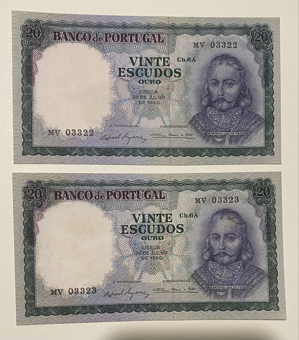Notas 20$00 Esc. 1960 “ Numeros seguidos”