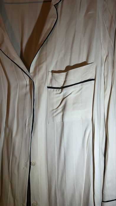 Рубашка Zara бежева в піжамном стилі