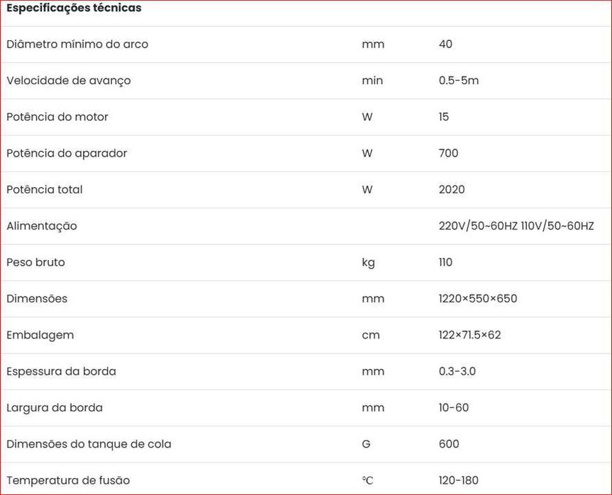 BRS-6 Orladora portátil 220V 0,3-3mm 120a180º c/avanço automático Nova