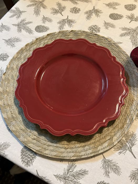 8 pratos vermelhos + 8 copos vermelhos