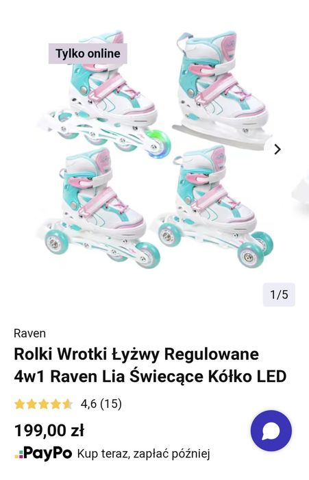 Rolki Łyżwy 4w1 świecące kółka LED roz. 34-37