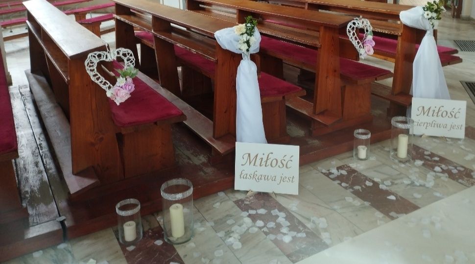 Serca wiklinowe do dekoracji kościoła ślub sala weselna