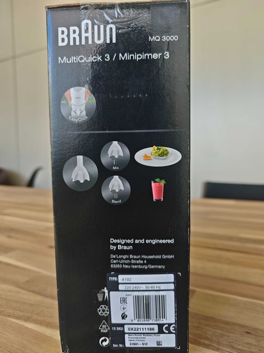 Varinha Mágica Braun Minipimer 3 MQ 3000 WH (Nova)
