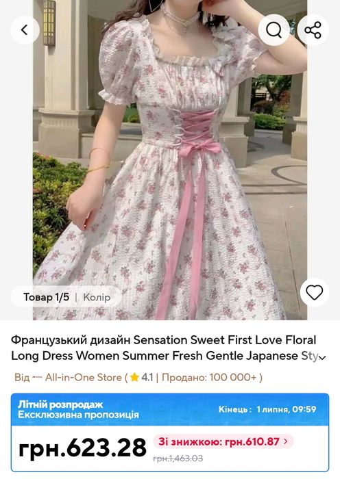 Сукня рожева літня квіти