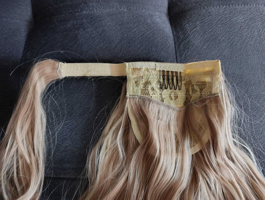 Przedłużenie kucyka treski doczepy syntetyczne 35cm blond