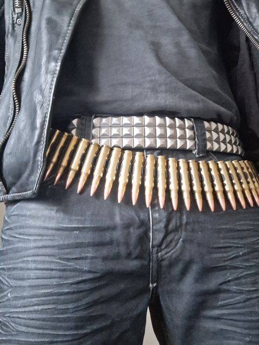 rock punk metal pas rockowy bullet belt pas z nabojami