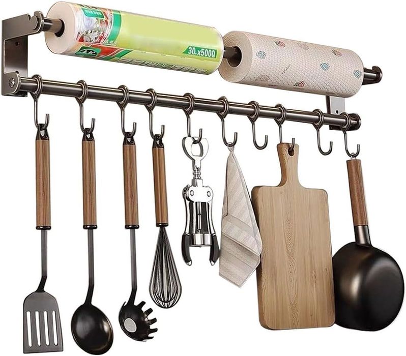 Uchwyt na rolkę kuchenną i przybory kuchenne, stal nierdzewna 60 cm