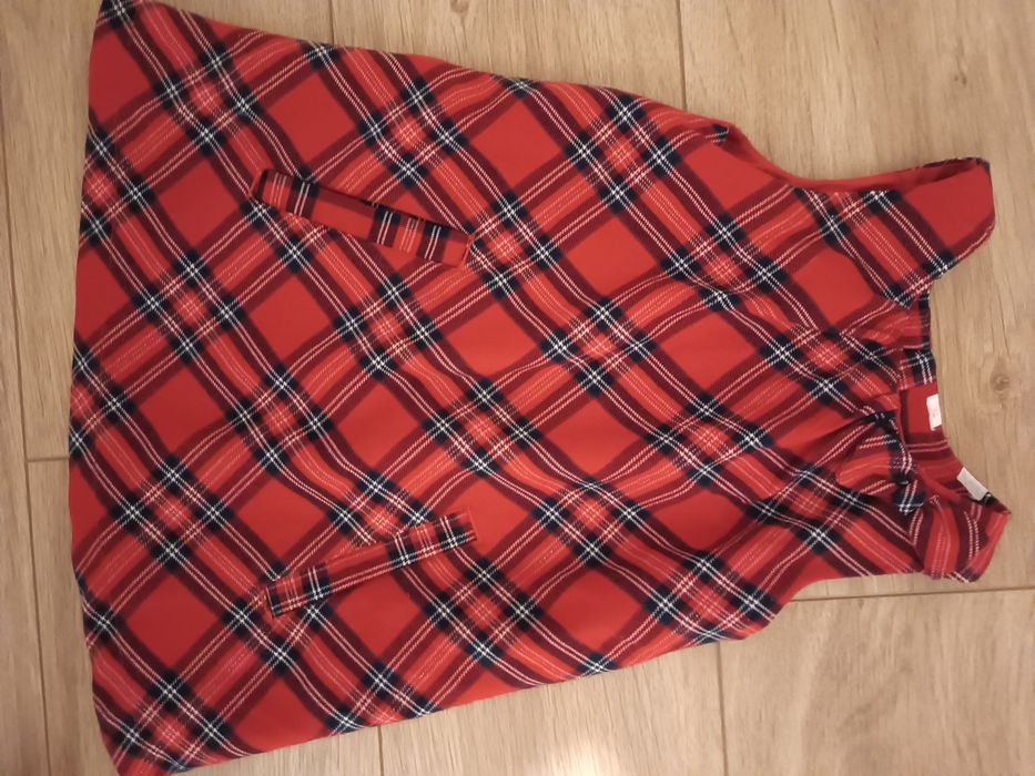 Świąteczna, czerwona sukienka w kratkę