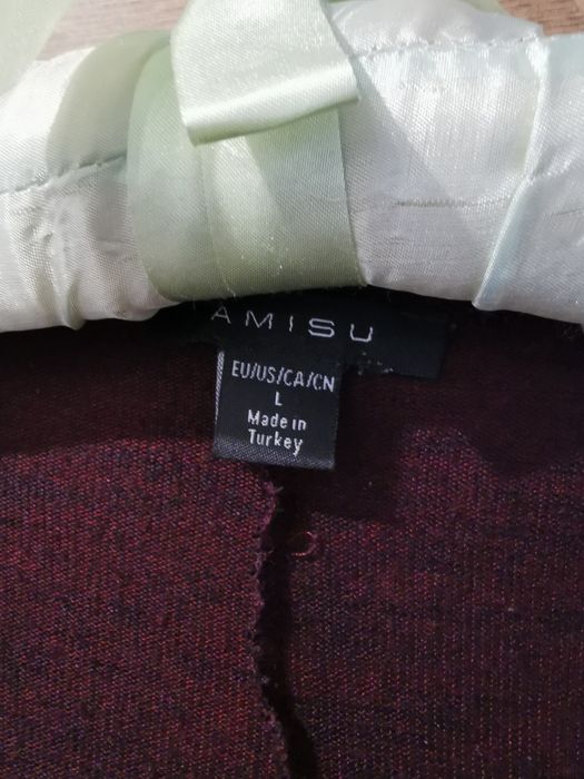Cienki bordowy kardigan sweter Amisu L