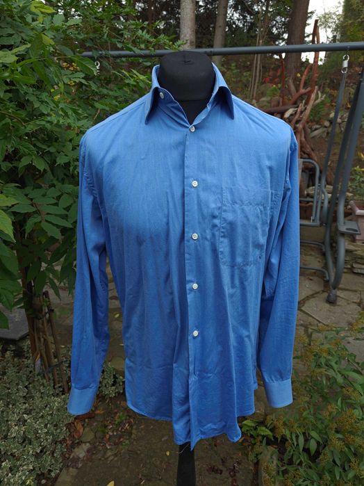 Ermenegildo Zegna niebieska gładka koszula M L 15 39 1/2