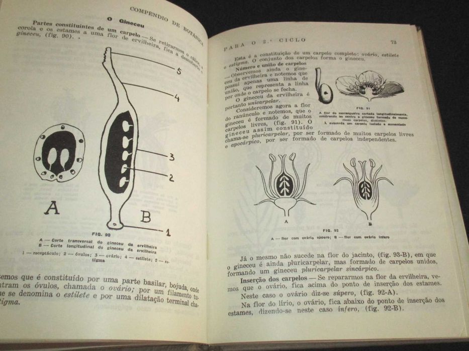 Livro Botânica Ensino Liceal Oliveira Maia