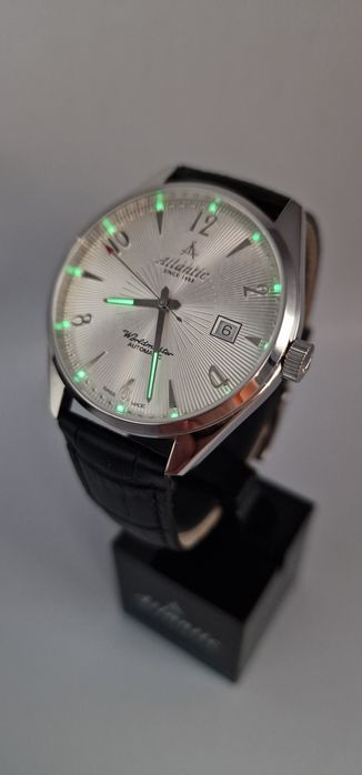 Atlantic Worldmaster Art Deco Automatic z White + Silver - Swiss Made