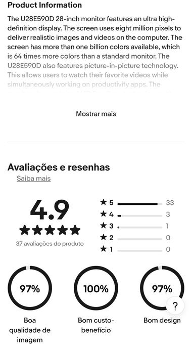 Monitor Samsung 4k 28 polegadas