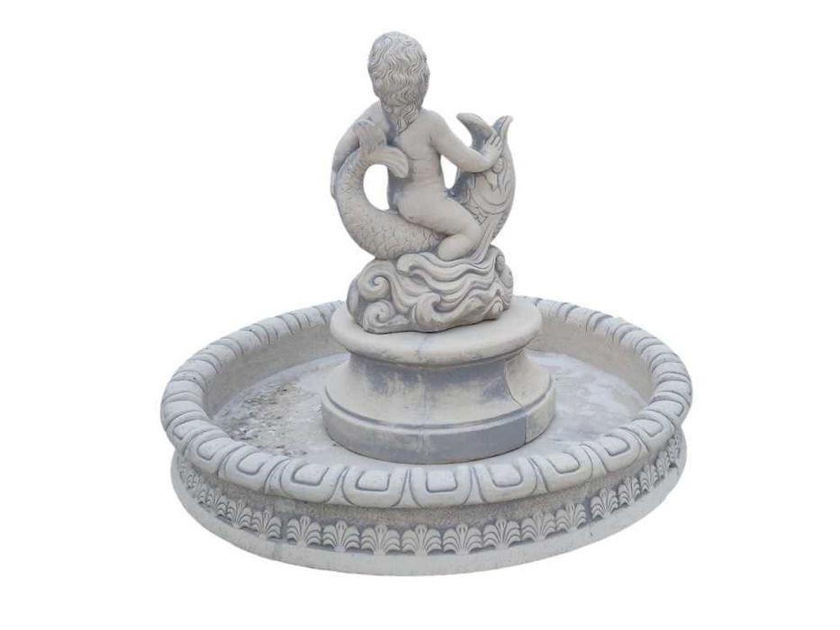 Fontanna ogrodowa Ebro basen z dnem "Amorek" Biały beton figura Ag-Bet