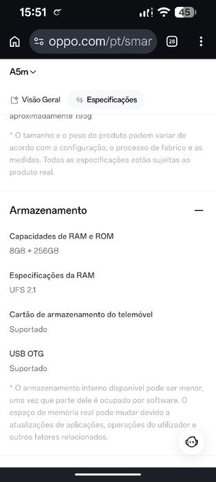 Lindíssimo OPPOA5M Estado novo