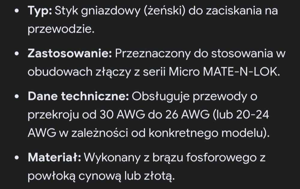 Wtyk, styk gniazdowy  żeński