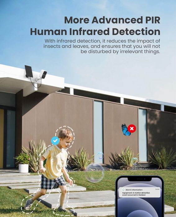 Câmera de vigilância WiFI Exterior IP66 c/ Painel solar e bateria