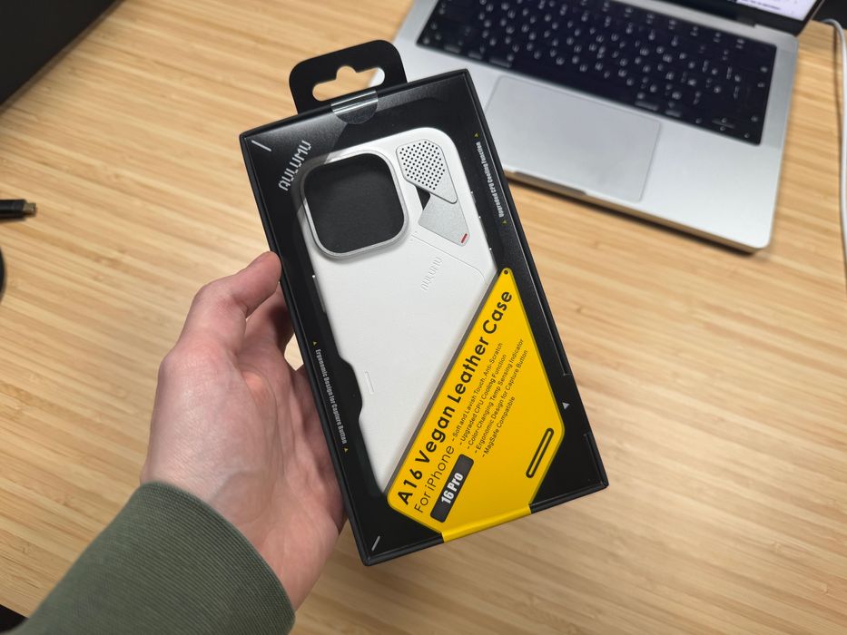 Aulumu A16 Vegan Leather Case dla iPhone 16 Pro (biały)