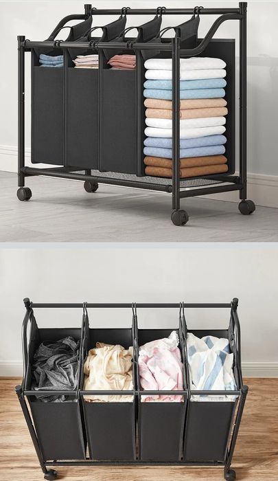 Kosz na pranie sortownik z 4 wyciąganymi workami