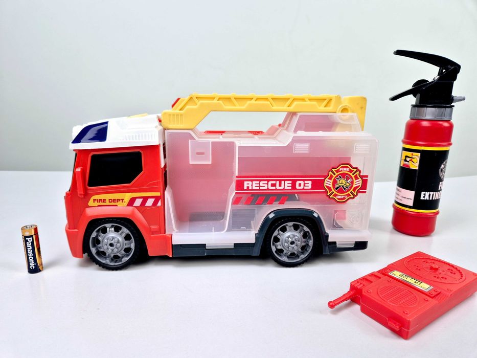 Пожарная машинка с звуком сирены и мотора + огнетушитель с рацией