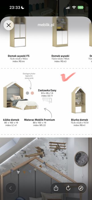 Łóżko dziecięce Meblik Domek 80x160 Dąb Lindberg + materac