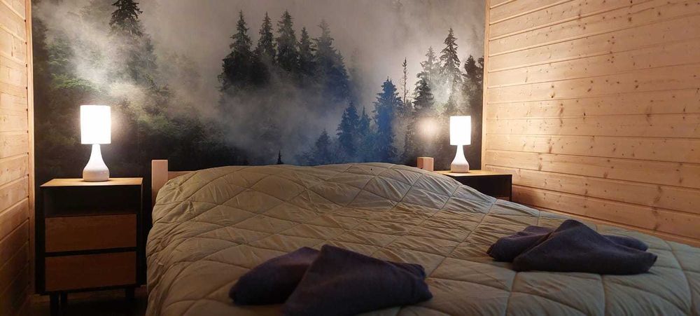 Domek drewniany do wynajęcia-sauna, balia oraz miejsce na ognisko !