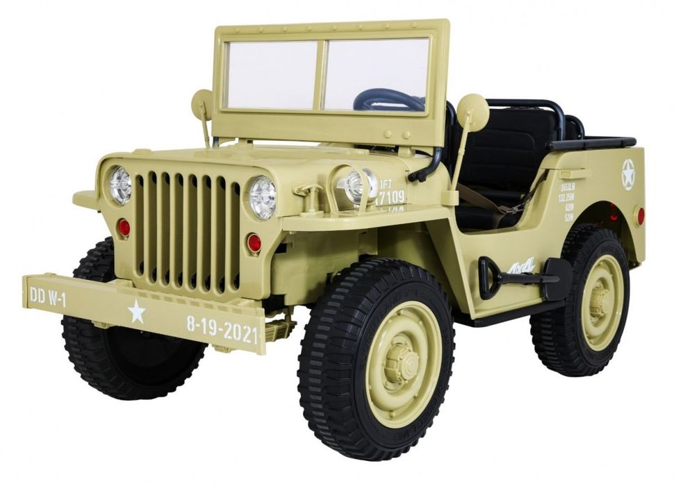 MOCNY   3osobowy MAX 60KG JEEP willys AUTO na akumulator Wojskowy