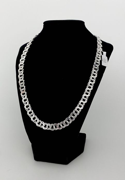 Nowy ŁAŃCUSZEK SREBRNY GARIBALDKA 10mm 50cm próba 925. Sklep