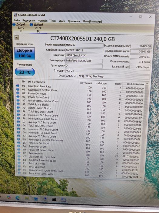 Ssd 240gb 256gb 2.5" Стан гарний