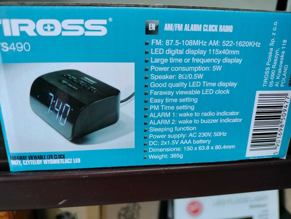 RADIOBUDZIK BUDZIK z funkcją spania zasilanie sieciowo bateryjny ZEGAR