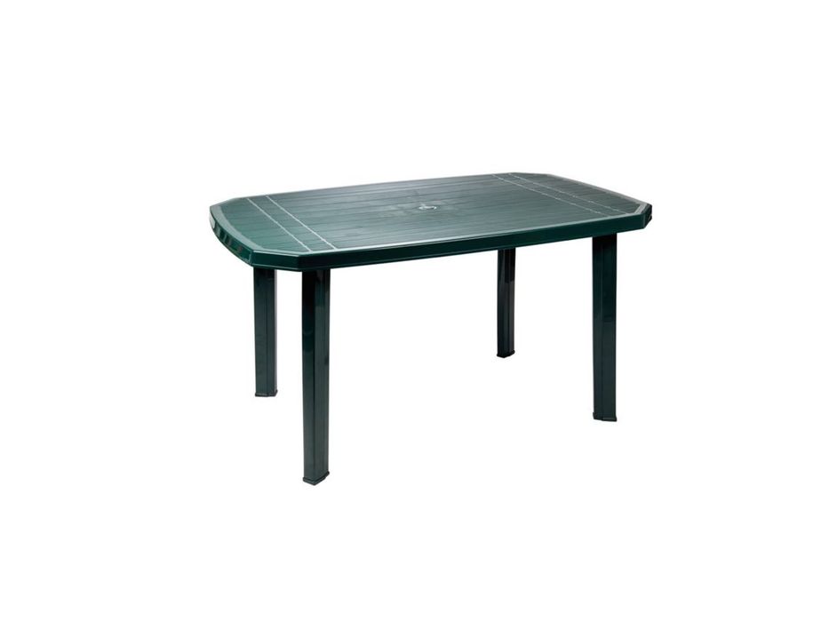 Mesa retangular em resina verde de 6 lugares (140x90cm), por apenas
