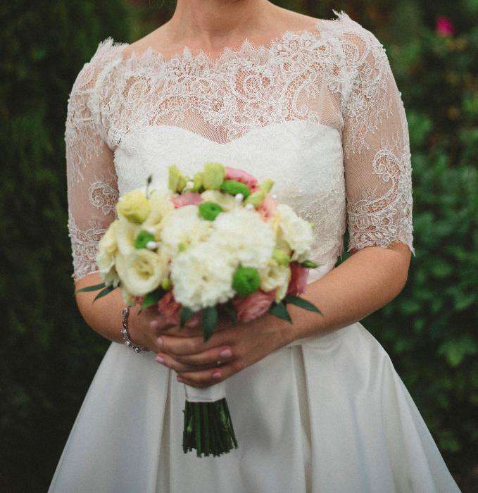 Suknia ślubna | ślub | 40 | ecru | bolerko koronkowe, koszulka