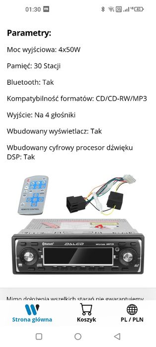 Radio samochodowe Dalco MP3-F5G8 Bluetooth