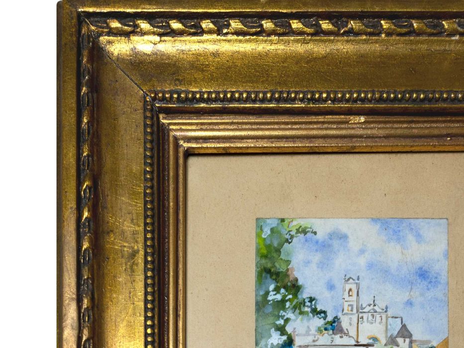 Pintura aguarela romaria igreja | Alfredo Morais