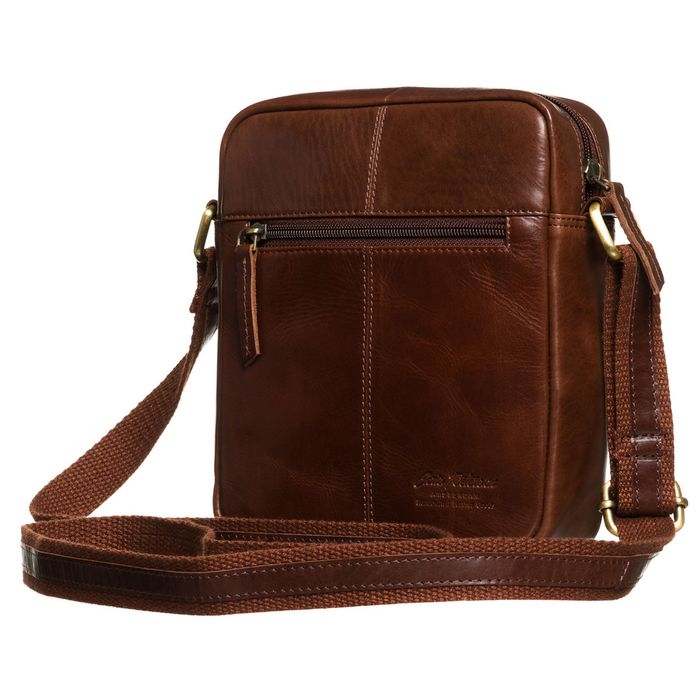 brązowa, jednokomorowa listonoszka męska ze skóry naturalnej -