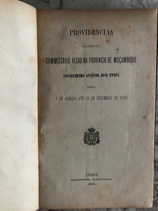 Providencias pelo comissario regio na província de Moçambique em 1895
