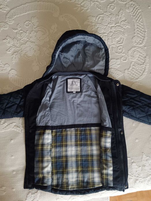 Parka menino, azul-escura, com capuz amovível